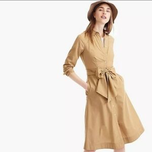 J.Crew tie waist shirt dress in cotton poplin